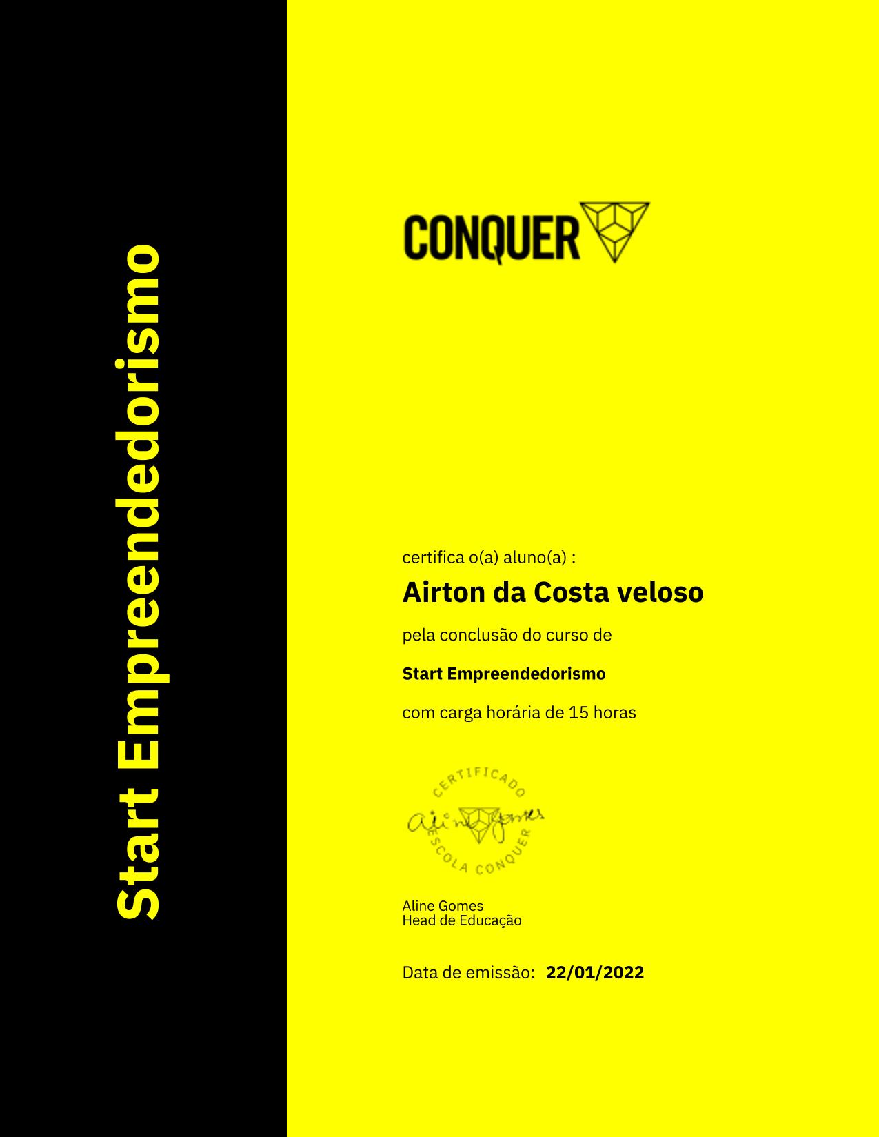 Certificado de Start Empreendedorismo